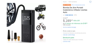 Compresor de Aire Portátil Inalámbrico por $289 en Mercado Libre