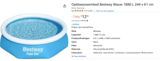 Bestway Fast Set - zwembad - rond - 244 x 61 cm voor €12,95 bij Amazon