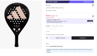 Pala de pádel RX Greenpádel Adidas por 53.95€ (Cuenta Nueva 41.95€)