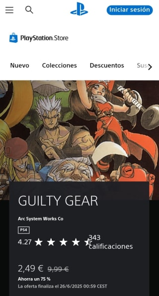 Guilty Gear PlayStation por 2,49€.