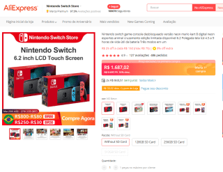 Console da Nintendo, modelo Switch V2 - NEON - R$ 1.687,02
