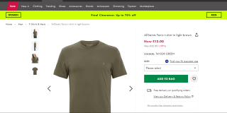 AllSaints Tonic Ramskull Slim Men's T-Shirt - £13