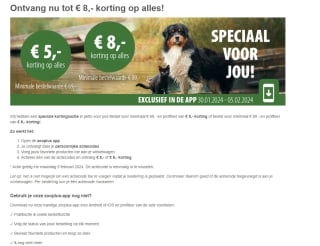 Tot €8,- korting op alles in de app van Zooplus