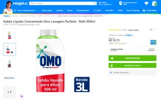 Sabão Líquido Concentrado da Omo de 3L - R$ 35,79