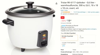 Tristar Rijstkoker RK-6117 - 0.6 liter - Warmhoudfunctie voor €19,94 bij Amazon
