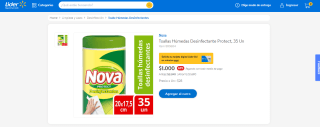 Toallas húmedas desinfectantes Protect Nova de 35 unidades por $1.000