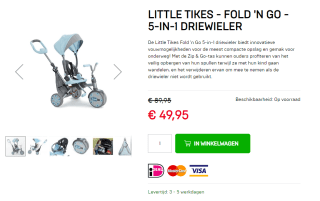 Little Tikes Fold 'n Go 5-in-1 driewieler voor €49,95 bij Dagknaller