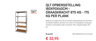 QLT opbergstelling 180x90x40cm - Draagkracht 875 kg voor €41,95 bij Dagknaller