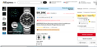 Montre Mécanique Addiesdive NH35, verre saphir à 59,39€