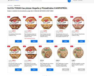 3x2 en pizzas seleccionadas desde Carrefour