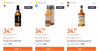 2 flessen whisky's voor €65 bij Gall & Gall