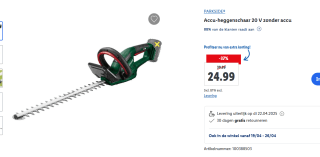 PARKSIDE Accu-heggenschaar 20 V exclusief accu en lader voor €24,99 in de Lidl webshop
