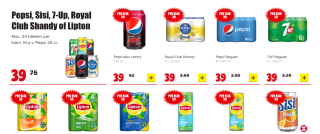 Pepsi, Sisi, 7-Up, Royal Club Shandy of Lipton €0,39 DIRK