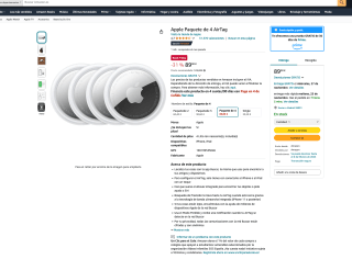 Apple Paquete de 4 AirTag por solo 89€