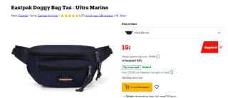 Eastpak Doggy Bag Tas (Ultra Marine) voor €15 bij Bol