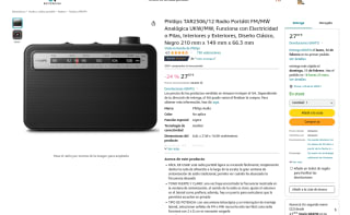Radio Portátil FM/MW Phillips TAR2506/ Analógica UKW/MW por 27,97€