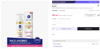 Nivea Luminous Pack ahorro cuidado facial antimanchas por 23,79€ (cuenta nueva por 14,27€)