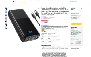 Coblob Bateria Externa Carga Rapida 30W 27000mAh por solo 23,49€