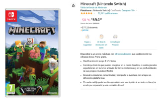 Minecraft para Nintendo Switch por $555 en Amazon