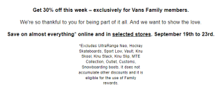 Acquire 30% off at Vans Thank You Week only on their webiste