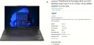 Lenovo ThinkPad E16 Gen 1 (21JN004RGE, Qwertz toetsenbord) voor €684,28 bij Amazon