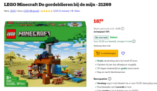 LEGO Minecraft 21269 - De gordeldieren bij de mijn voor €18,99 bij Bol