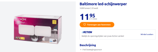 Baltimore led-schijnwerper met bewegingssensor voor €11,95 bij de Action