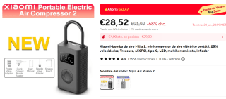Xiaomi Portable Electric Air Compressor 2 voor €28,52 bij AliExpress