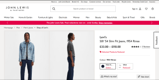 Levi's 501 '54 Slim Fit Jeans 1954 Rinse – £33