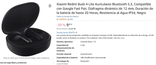 Xiaomi Redmi Buds 4 Lite Auriculares por 9,99€