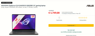 ASUS ROG Zephyrus G14 GA403UV-QS020W 14" gaming laptop voor €1749 bij Alternate
