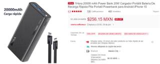 Power Bank 1Hora 20000 mAh 20W por $231 en Shopee
