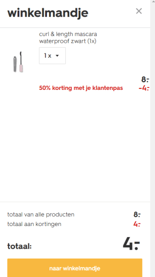 50% korting op alle mascara's bij de Hema