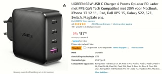 UGREEN GaN 65W Quad USB C Charger voor €29,98 bij Amazon