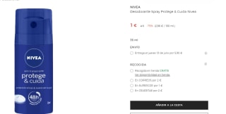 Desodorante Nivea Spray Protege & Cuida 35ml por solo 1€
