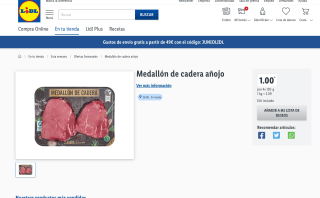 Medallón de cadera añojo a tan solo 1€ en Lidl
