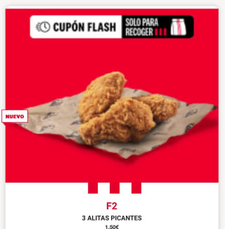 KFC 3 Alitas Picantes por 1,50€
