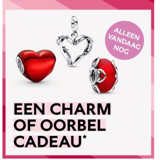 Gratis charm of oorbel cadeau bij besteding vanaf €99 bij Pandora
