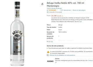 Beluga Vodka Noble 40% vol. 700 ml Montenegro por 24,18€