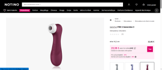 Stimulateur clitoridien Satisfyer Pro 2 generation 3 à 23,38€