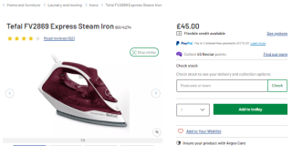 Enjoy a Tefal express steam iron from Argos as low as £45