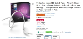 Philips Hue Solo led strip - wit en gekleurd licht - 5m voor €43,99 met Amazon prime