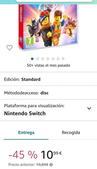 La Lego Película 2: El Videojuego Nintendo Switch por 10,99€.