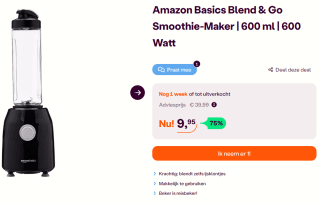 Amazon Basics Blend & Go Smoothie Maker voor €9,95 bij iBOOD