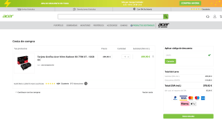 Tarjeta Gráfica Acer Nitro Radeon RX 7700 XT 12GB OC por solo 379,92€