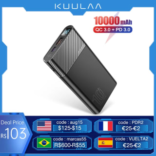 Carregador portátil com carga de 10000 mah - R$ 112,62