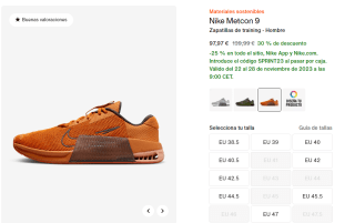 25% EXTRA descuento en tu compra en Nike Black Friday