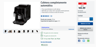 Cafetera completamente automática por 143,99€