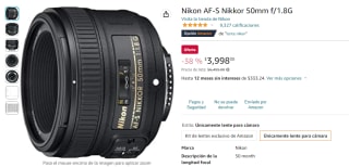 Objetivo Nikon 50mm F 1.8 por $3,998 en Amazon