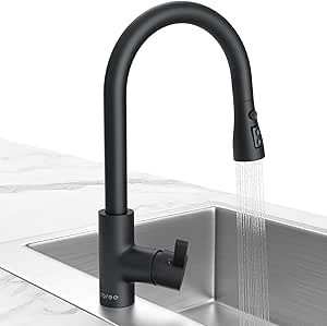 Coree Kraan keuken zwart, keukenkraan uittrekbaar